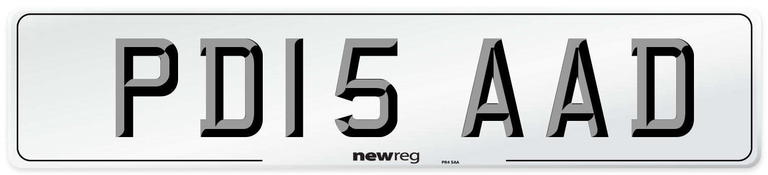 PD15 AAD Number Plate from New Reg